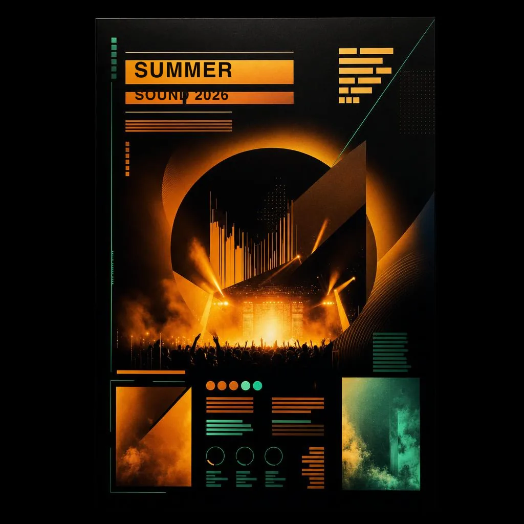 Mit Flux 3 generiertes Event-Poster mit mehrsprachigem Text
